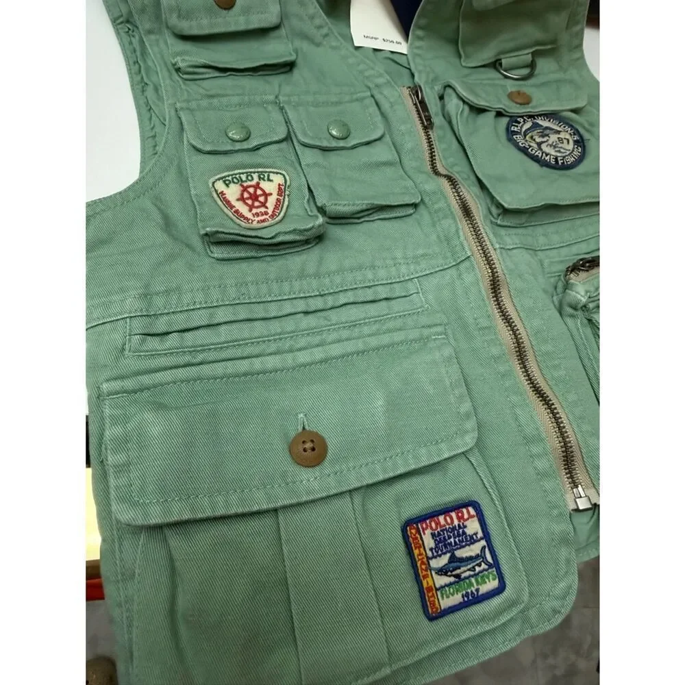 Polo Ralph Lauren Boys Size 6 Mint Green Key West Fishing Utility Vest NWT Rare